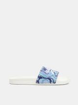 Men's White Casual Printed Slides