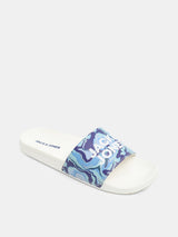 Men's White Casual Printed Slides