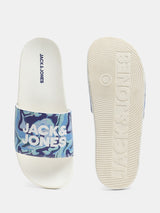 Men's White Casual Printed Slides