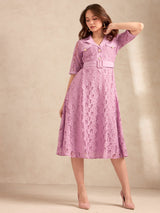 Women's Lilac Casual A-Line Dress