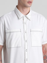 Men's Beige Casual Oversized Half Sleeves Shirt