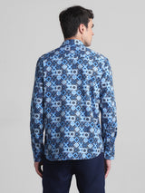 Men's Blue Casual Slim Fit Half Sleeves Shirt