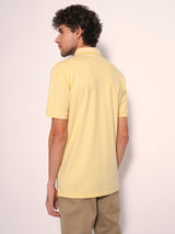 Men's Yellow Casual Slim Fit Solid Short sleeves Polo Tshirt