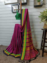 Women's Pink Cotton Saree