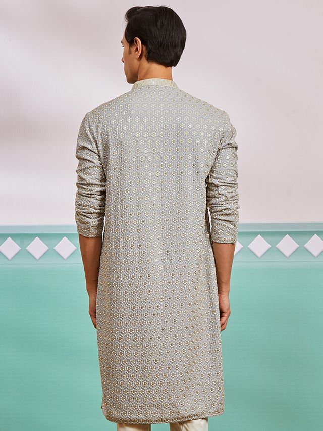 Men's Grey Festive Ethnic Full Sleeves Kurta