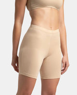 Women's Beige Cotton Stretch Shorts
