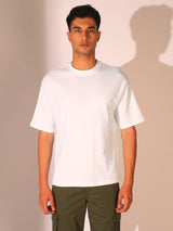 Men's White Casual Relaxed Fit Solid Short Sleeve Tshirt