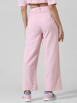 Women's Pink Woven Work Solid Regular Fit Pant