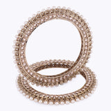 Women's Pretty Glimmery Round Shape Gold Plated Brown Stone Bangles - Set of 2