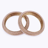 Women's Stylish Modish Gold Plated Pearl Bangles - Set of 2
