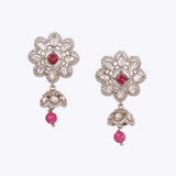 Women's and Girls Classy Flower Design Gold Plated Dangle Earring
