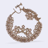 Women's Traditional Peacock and Flower Shape Gold Plated Nose Ring (Nathiya)