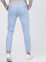 Men's Blue Slim Fit Solid Mid Rise Chinos