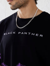 Men's Black Casual Printed Oversized Fit Half Sleeves Tshirt