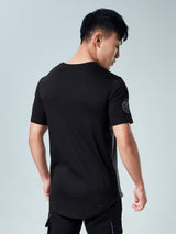 Men's Black Round Neck Drop Cut Tshirt