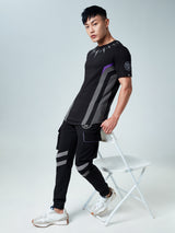 Men's Black Round Neck Drop Cut Tshirt