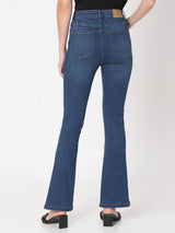 Women's Blue High Rise Flared Jeans