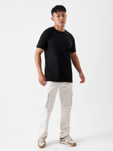 Men's Black Casual Solid Regular Fit Half Sleeves Tshirt