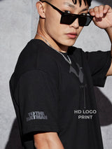 Men's Black Round Neck Oversized Tshirt