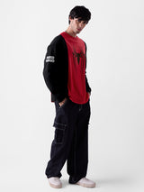 Men's Red Round Neck Oversized Full Sleeve Tshirt