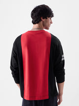 Men's Red Round Neck Oversized Full Sleeve Tshirt