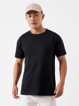 Men's Black Casual Solid Regular Fit Half Sleeves Tshirt