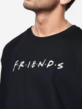 Men's Black Casual Printed Oversized Fit Half Sleeves Tshirt
