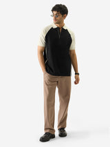 Men's Black Colorblocked Polo Tshirt