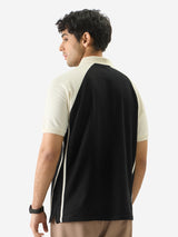 Men's Black Colorblocked Polo Tshirt