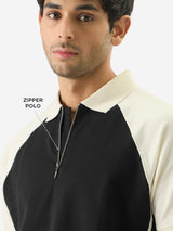 Men's Black Colorblocked Polo Tshirt