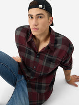 Men's Red Casual Checkered Regular Fit Full Sleeves Shirt