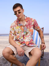 Men's Multicolor Regular Fit Holiday Shirt