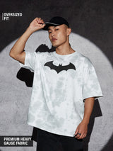 Men's Grey Casual Printed Oversized Fit Half Sleeves Tshirt