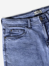 Men's Blue Solid Denim Shorts