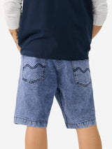 Men's Blue Solid Denim Shorts