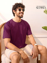 Men's Red Casual Solid Regular Fit Half Sleeves Tshirt
