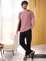 Men's Pink Casual Solid Regular Fit Half Sleeves Tshirt