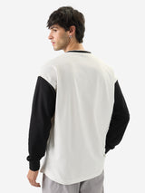 Men's White V-Neck Oversized Full Sleeve Tshirt
