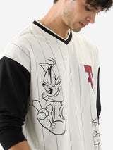 Men's White V-Neck Oversized Full Sleeve Tshirt
