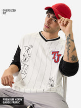 Men's White V-Neck Oversized Full Sleeve Tshirt