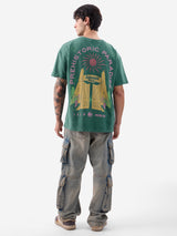 Men's Green Casual Printed Oversized Fit Half Sleeves Tshirt
