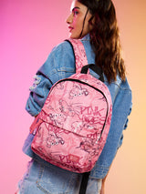 Women's Pink Polyester Backpack