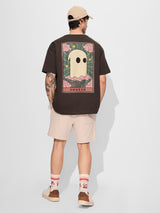 Men's Brown Round Neck Oversized Tshirt