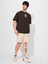 Men's Brown Round Neck Oversized Tshirt