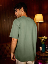 Men's Green Round Neck Oversized Tshirt