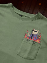 Men's Green Round Neck Oversized Tshirt