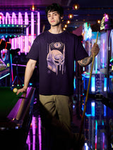 Men's Navy Round Neck Oversized Tshirt