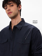 Men's Blue Casual Solid Regular Fit Full Sleeves Shirt