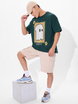 Men's Green Round Neck Oversized Tshirt