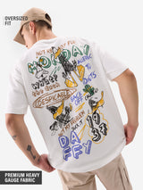 Men's White Round Neck Oversized Tshirt